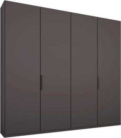 An Image of Caren 4 door 200cm Hinged Wardrobe, Graphite Grey Frame, Matt Graphite Grey Doors, Standard Interior