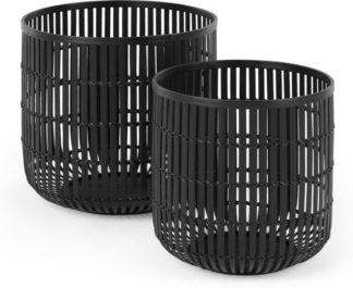 An Image of Kurino Set of 2 Bamboo Storage Baskets, Black