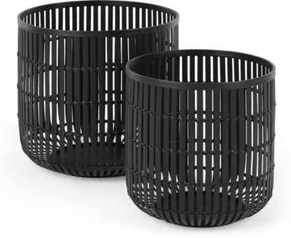 2ee3bacd1fa08f2b8405dcd1ef849d1427f64ed17aa0ccf38c4f825685601d4a.jpg An Image of Kurino Set of 2 Bamboo Storage Baskets, Black