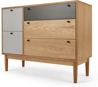An Image of Campton Multi Chest of Drawers, Oak and Grey