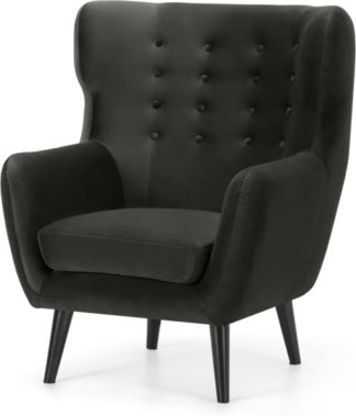 An Image of Kubrick Wing Back Chair, Dark Anthracite Velvet with Black Stain Leg