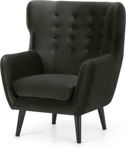 30d24d625a85211985e80768715b3fe4267415661a327337987c8ac6602ba9e5.jpg An Image of Kubrick Wing Back Chair, Dark Anthracite Velvet with Black Stain Leg