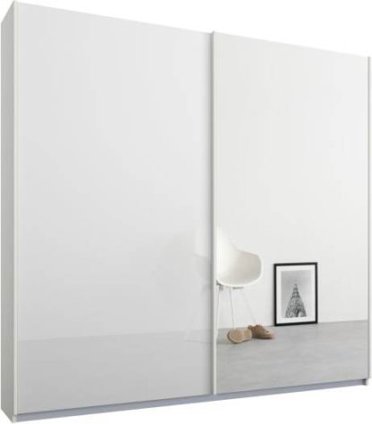 314335167c376a82b68de87c84090012bf7d8216ad36ae44dd97ebe90c7b03af-1.jpg An Image of Malix 2 door 181cm Sliding Wardrobe, White frame,White Glass & Mirror doors , Classic Interior
