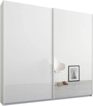 An Image of Malix 2 door 181cm Sliding Wardrobe, White frame,White Glass & Mirror doors , Premium Interior