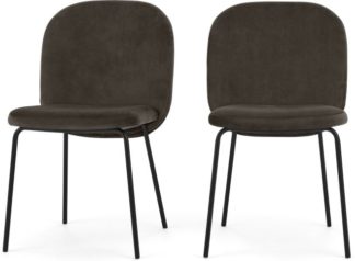 An Image of Set of 2 Safia Dining Chairs, Otter Grey Velvet