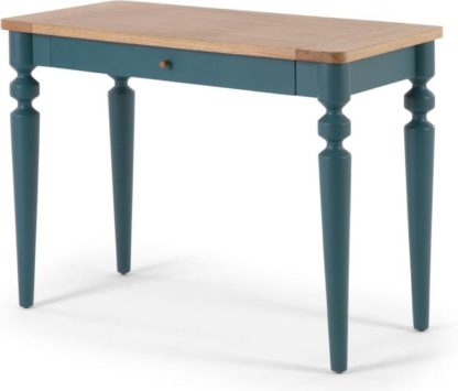 32078f7f3aaf49217a2ba02c709237b030339f71504d45d63426e6c3d6a81304.jpg An Image of Betty Desk, Oak and Blue