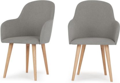 An Image of Set of 2 Stig High Back Carver Dining Chairs, Manhattan Grey and Oak