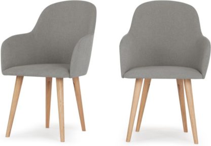 3350502cbafb83e9a15f36e3e7b0f37c99cb201bc56bd1c919fdea35070c59e0.jpg An Image of Set of 2 Stig High Back Carver Dining Chairs, Manhattan Grey and Oak