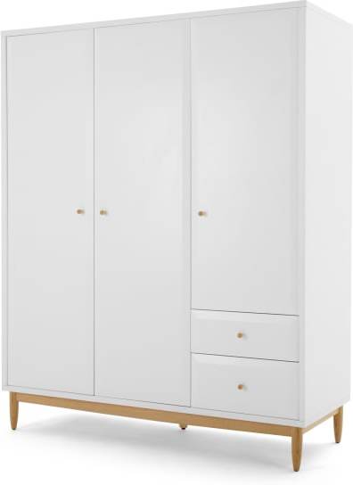 33691c84767f28922051b97735889408269facb6eef4fe72e995f1a091932c26.jpg An Image of Willow Triple Wardrobe, White and Oak