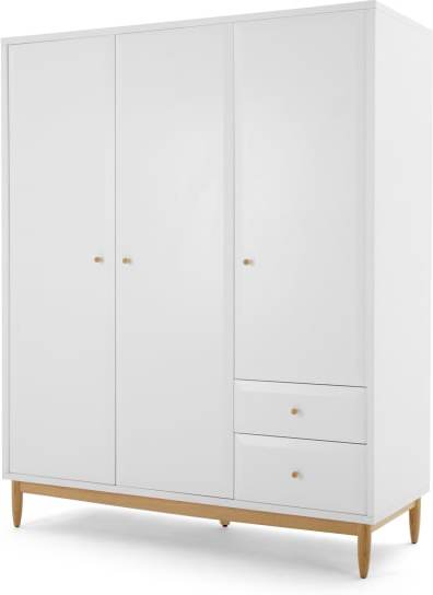 An Image of Willow Triple Wardrobe, White and Oak