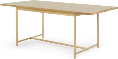 An Image of Aphra 8 Seat Dining table, Light Mango Wood and Brass