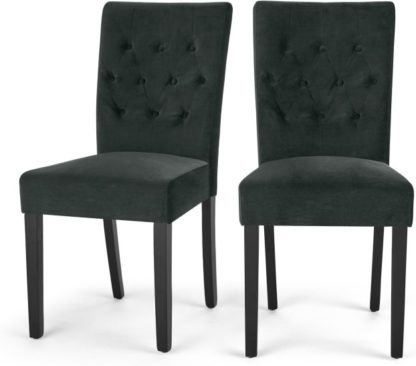 An Image of Set of 2 Flynn Dining Chairs, Midnight Grey Velvet