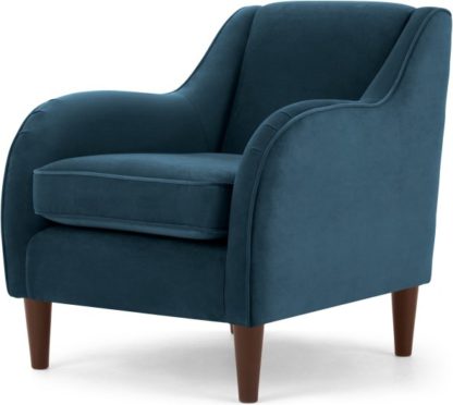 An Image of Helena Armchair, Plush Teal Velvet