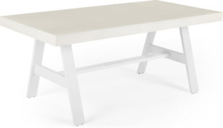 An Image of Edson Garden Large Dining Table, Light Cement and White Metal