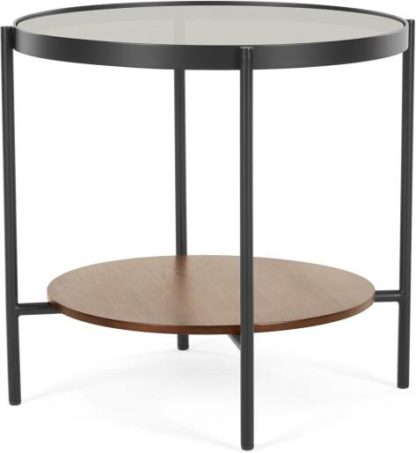 An Image of Kameko Round Side Table, Walnut and Glass