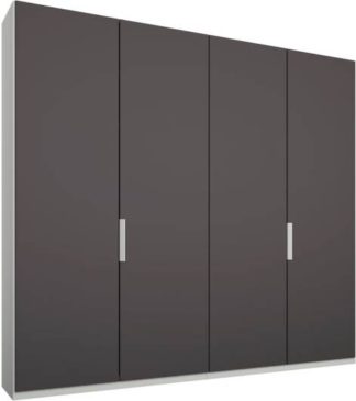 An Image of Caren 4 door 200cm Hinged Wardrobe, White Frame, Matt Graphite Grey Doors, Classic Interior