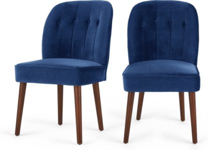 An Image of Set of 2 Margot Dining Chairs, Electric Blue Velvet