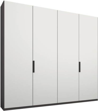 An Image of Caren 4 door 200cm Hinged Wardrobe, Graphite Grey Frame, Matt White Doors, Classic Interior