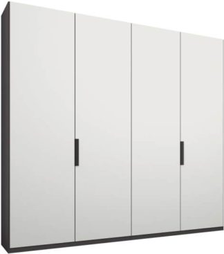 An Image of Caren 4 door 200cm Hinged Wardrobe, Graphite Grey Frame, Matt White Doors, Premium Interior