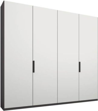 An Image of Caren 4 door 200cm Hinged Wardrobe, Graphite Grey Frame, Matt White Doors, Standard Interior