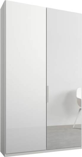 An Image of Caren 2 door 100cm Hinged Wardrobe, White Frame, White Glass & Mirror Doors, Classic Interior