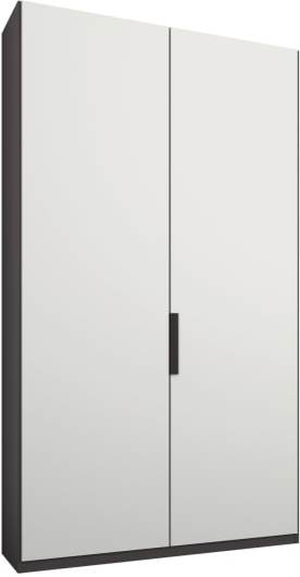 An Image of Caren 2 door 100cm Hinged Wardrobe, Graphite Grey Frame, Matt White Doors, Classic Interior