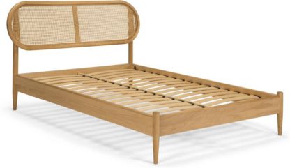 An Image of Reema Kingsize Bed, Natural Oak and Cane