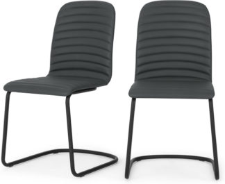 An Image of Set of 2 Cata Cantilever Dining Chairs, Grey PU