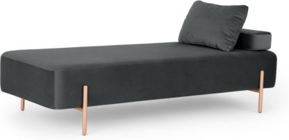 An Image of Asare Day Bed, Midnight Grey Velvet and Copper