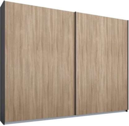 An Image of Malix 2 door 225cm Sliding Wardrobe, Graphite Grey frame,Oak doors , Premium Interior