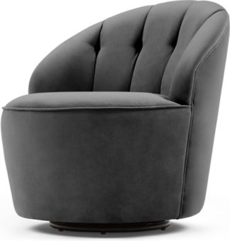 An Image of Margot Swivel Accent Armchair, Pewter Grey Velvet