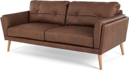 An Image of Sampson 3 Seater Sofa, Walnut Brown Leather