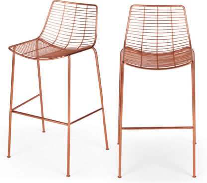 An Image of Set of 2 Marvel Bar Stools, Copper