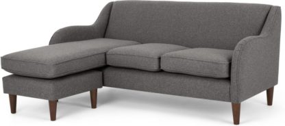 An Image of Helena Large Chaise End Corner Sofa, Textured Weave Smoke Grey