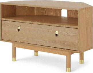 An Image of Fizzy Corner TV Stand, Ash and Brass