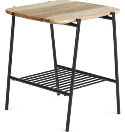40ffe52c8f89c46e8bea49bb965b70b49deafafceff279aeb74190557cef79fd.jpg An Image of Bortolin Side Table, Light Mango Wood and Black