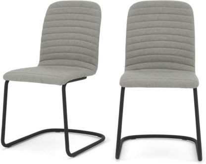 An Image of Set of 2 Cata Cantilever Dining Chairs, Quilted Marl Grey