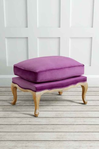 An Image of Le Notre French Vintage Style Shabby Chic Oak Stool Purple