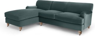 An Image of Orson Left Hand Facing Chaise End Corner Sofa, Marine Green Velvet