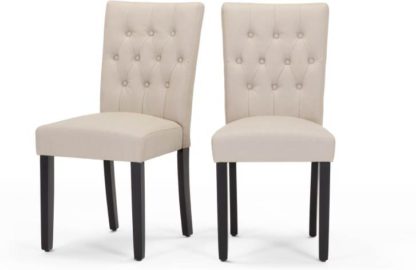 An Image of Set of 2 Flynn Dining Chairs, Putty Beige PU