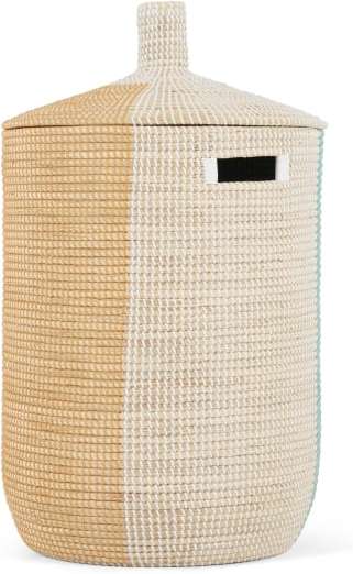 An Image of Havana Seagrass Laundry Basket, Mustard Yellow