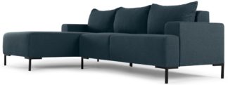 An Image of MADE Essentials Oskar 3 Seater Left Hand Facing Compact Corner Chaise End Sofa, Aegean Blue