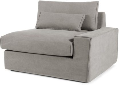 An Image of Trent Loose Cover Modular Right Hand Facing Sofa Arm, Washed Grey Cotton