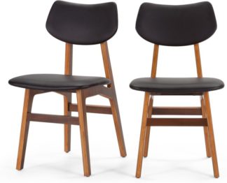 An Image of Set of 2 Jacob Dining Chairs, Coal Black and Walnut