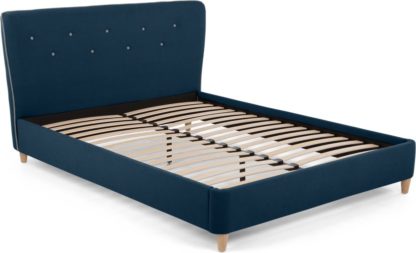 An Image of Burcot King Size Bed, Blue With Contrast Piping