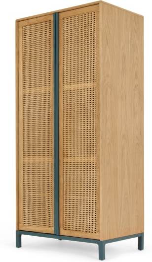 An Image of Reema Double Wardrobe, Natural Oak and Cane