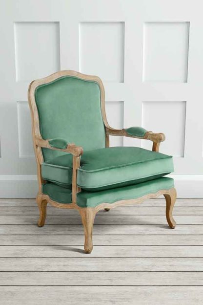 An Image of Le Brun - French Oak Jade Occasional Armchair