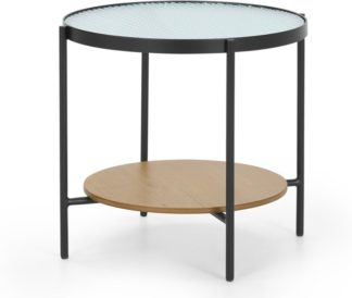 An Image of Kameko Side table, Oak and Textured Glass