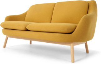 An Image of Oslo 2 Seater sofa, Yolk Yellow with Oak legs