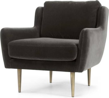 An Image of Simone Armchair, Concrete Cotton Velvet